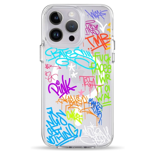 Чехол Pump Clear Case with MagSafe for iPhone 14 Pro Text Graffiti - цена, характеристики, отзывы, рассрочка, фото 1