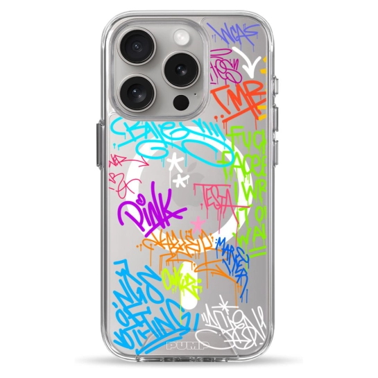 Чохол Pump Clear Case with MagSafe for iPhone 15 Pro Text Graffiti