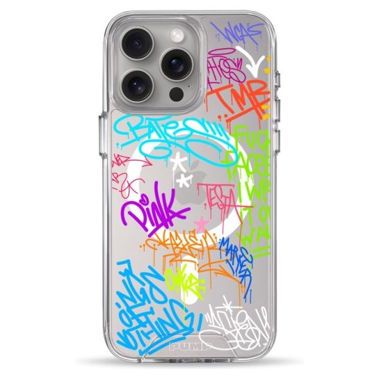 Чохол Pump Clear Case with MagSafe for iPhone 15 Pro Max Text Graffiti - ціна, характеристики, відгуки, розстрочка, фото 1
