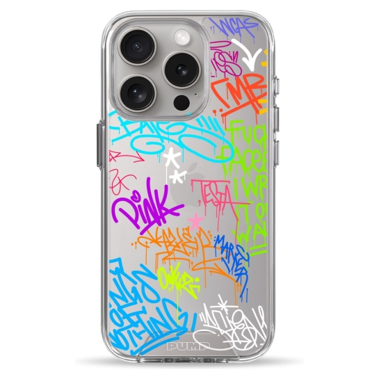 Чехол Pump Clear Case for iPhone 15 Pro Text Graffiti - цена, характеристики, отзывы, рассрочка, фото 1