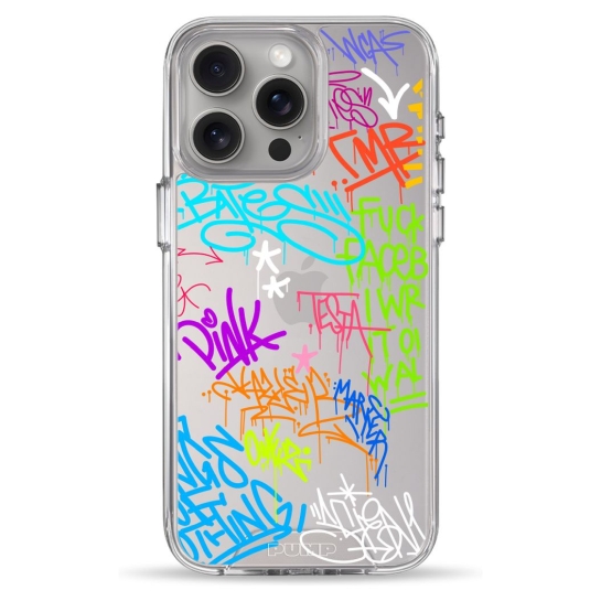 Чехол Pump Clear Case for iPhone 15 Pro Max Text Graffiti - цена, характеристики, отзывы, рассрочка, фото 1