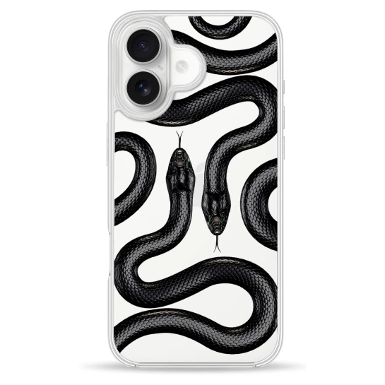 Чехол Pump Clear Case for iPhone 16 Black Snake