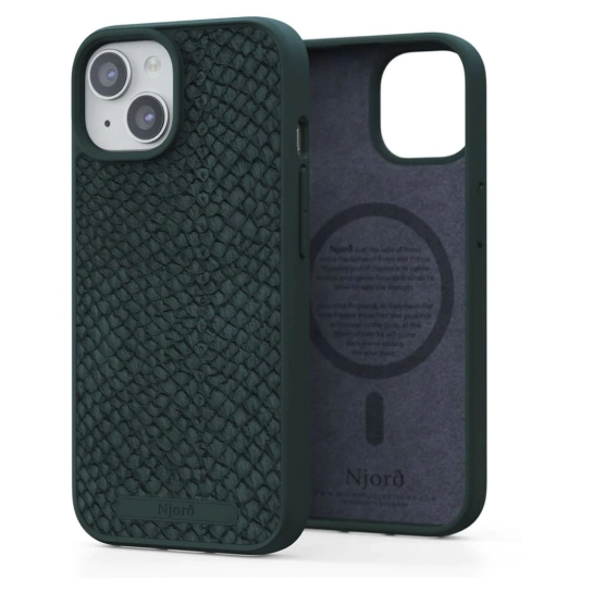Чохол Njord Salmon Leather MagSafe Case для iPhone 15 Dark Green (NA51SL02)