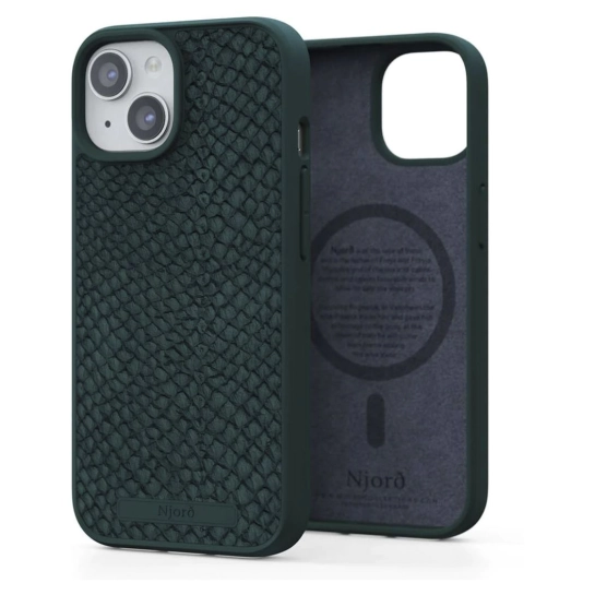 Чехол Njord Salmon Leather MagSafe Case for iPhone 15 Plus Dark Green (NA52SL02)