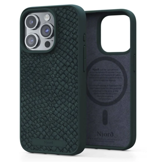 Чохол Njord Salmon Leather MagSafe Case для iPhone 15 Pro Dark Green (NA53SL02)