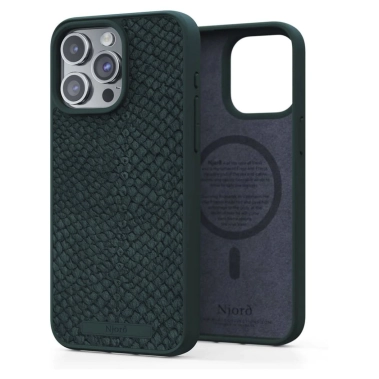 Чехол Njord Salmon Leather MagSafe Case for iPhone 15 Pro Max Dark Green (NA54SL02) - цена, характеристики, отзывы, рассрочка, фото 1