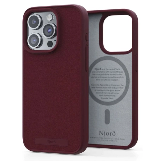 Чохол Njord Suede MagSafe Case для iPhone 15 Pro Crimson Red (NA53SU11)