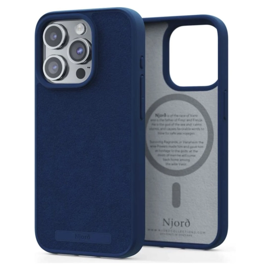 Чохол Njord Suede MagSafe Case для iPhone 15 Pro Navy Blue (NA53SU01)