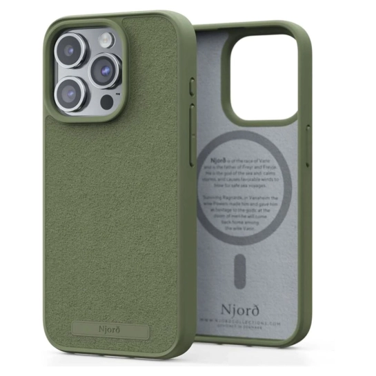 Чохол Njord Suede MagSafe Case для iPhone 15 Pro Olive (NA53SU06)