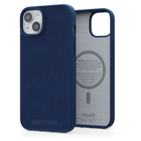 Чохол Njord Suede MagSafe Case для iPhone 15 Plus Navy Blue (NA52SU01)