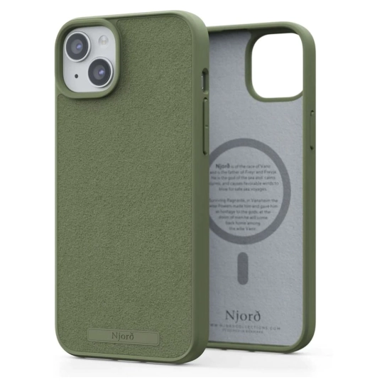 Чохол Njord Suede MagSafe Case для iPhone 15 Plus Olive (NA52SU06)