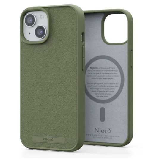 Чохол Njord Suede MagSafe Case для iPhone 15 Olive (NA51SU06)