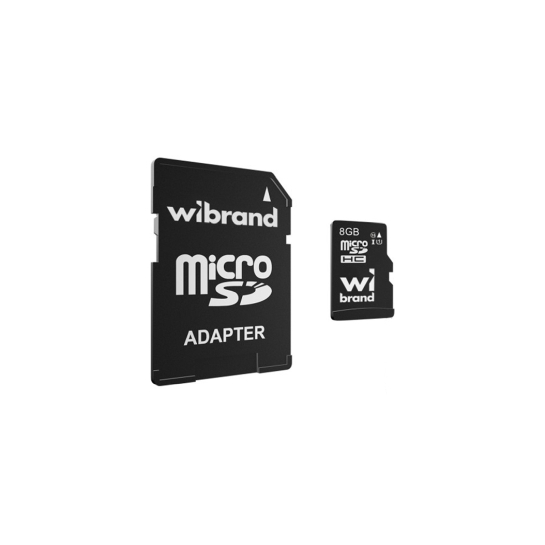 Карта памяти Wibrand microSDHC 8Gb Class 10 + adapter (WICDHC10/8GB-A) - цена, характеристики, отзывы, рассрочка, фото 1