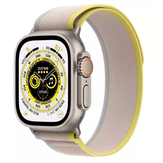 Б/У Смарт-годинник Apple Watch Ultra 2 + LTE 49mm Titanium Case with Yellow/Beige Trail Loop - M/L (Відмінний)