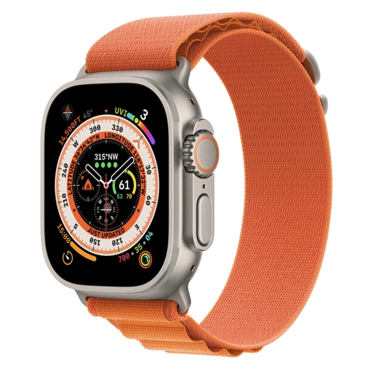 Б/У Смарт-часы Apple Watch Ultra + LTE 49mm Titanium Case with Large Orange Alpine Loop (Отличное)