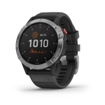 Смарт-годинник Garmin Fenix 6 Solar Silver with black band (010-02410-00)