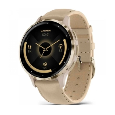 Смарт-часы Garmin Venu 3S Soft Gold S. Steel Bezel w. French Gray Case and Leather Band (010-02785-55) - цена, характеристики, отзывы, рассрочка, фото 1