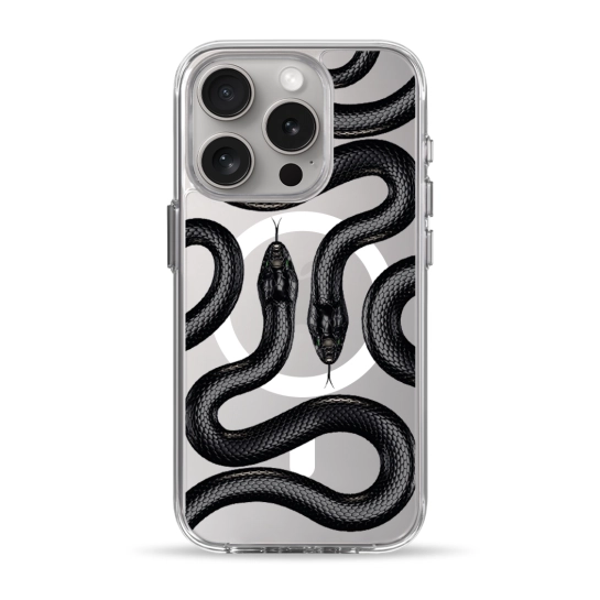 Чехол Pump Clear Case with MagSafe for iPhone 15 Pro Black Snake