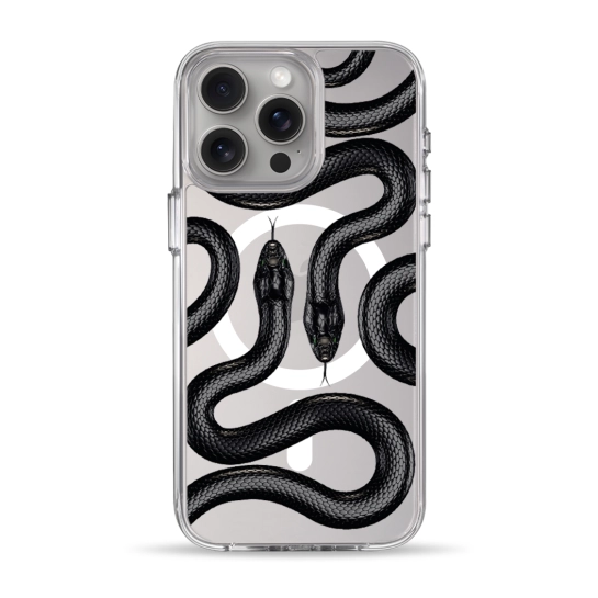 Чехол Pump Clear Case with MagSafe for iPhone 15 Pro Max Black Snake