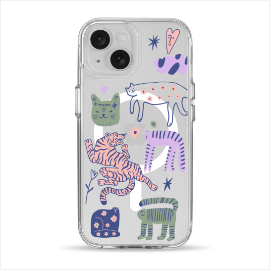 Чехол Pump Clear Case with MagSafe for iPhone 15 Dreamy Cats - цена, характеристики, отзывы, рассрочка, фото 1