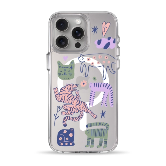 Чохол Pump Clear Case with MagSafe for iPhone 15 Pro Max Dreamy Cats