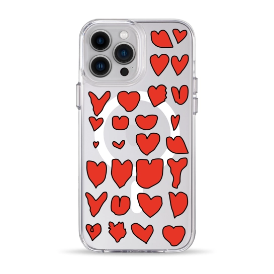 Чехол Pump Clear Case with MagSafe for iPhone 13 Pro Max Hearts
