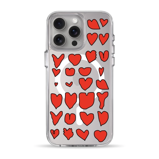 Чохол Pump Clear Case with MagSafe for iPhone 15 Pro Max Hearts