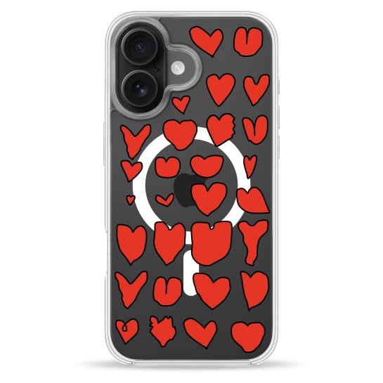 Чехол Pump Clear Case with MagSafe for iPhone 16 Hearts