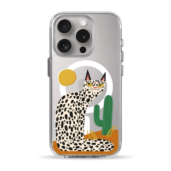 Чехол Pump Clear Case with MagSafe for iPhone 15 Pro Leopard kaktus