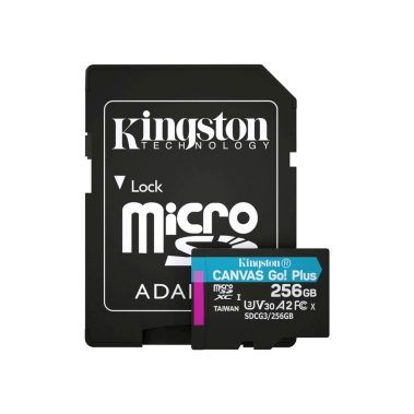 Карта памяти Kingston 256GB microSDXC class 10 UHS-I U3 A2 Canvas Go Plus (SDCG3/256GB) - цена, характеристики, отзывы, рассрочка, фото 1