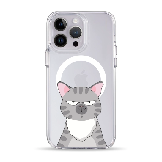 Чехол Pump Clear Case with MagSafe for iPhone 14 Pro Max Cat think 2