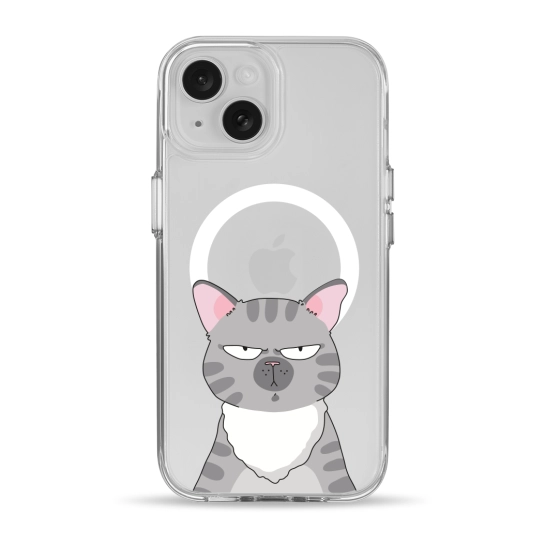 Чехол Pump Clear Case with MagSafe for iPhone 15 Cat think 2
