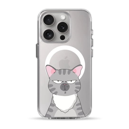 Чехол Pump Clear Case with MagSafe for iPhone 15 Pro Cat think 2
