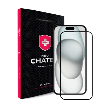 Скло +NEU Chatel Corning Gorilla Glass with Mesh for iPhone 15 Front Black - цена, характеристики, отзывы, рассрочка, фото 1