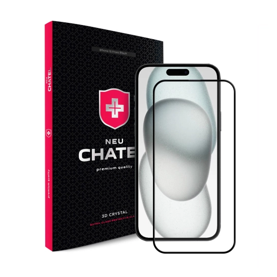 Скло +NEU Chatel Corning Gorilla Glass with Mesh for iPhone 15 Front Black