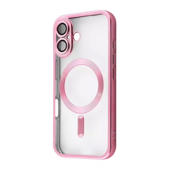 Чехол Metal Matte Case with Magnetic Ring for iPhone 16 Plus Pink - цена, характеристики, отзывы, рассрочка, фото 1