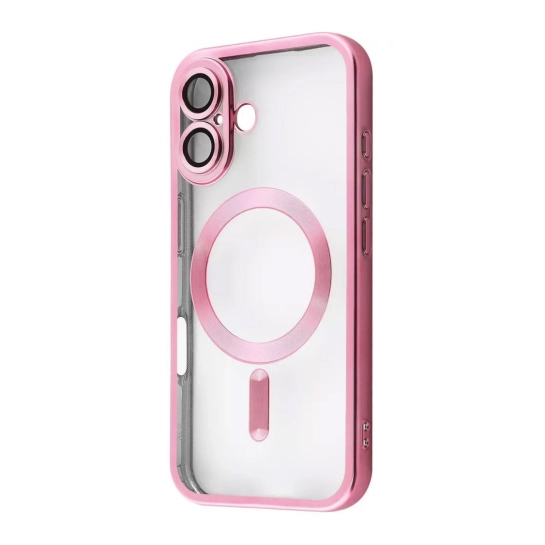 Чехол Metal Matte Case with Magnetic Ring for iPhone 16 Plus Pink
