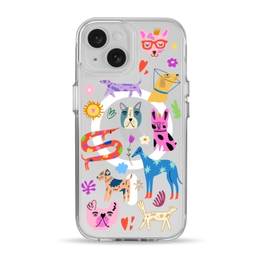 Чехол Pump Clear Case with MagSafe for iPhone 15 Lovely Dogs - цена, характеристики, отзывы, рассрочка, фото 1