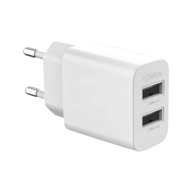Мережевий зарядний пристрій Gelius Simple GP-HC059 (2 USB/2.4A) White - цена, характеристики, отзывы, рассрочка, фото 1