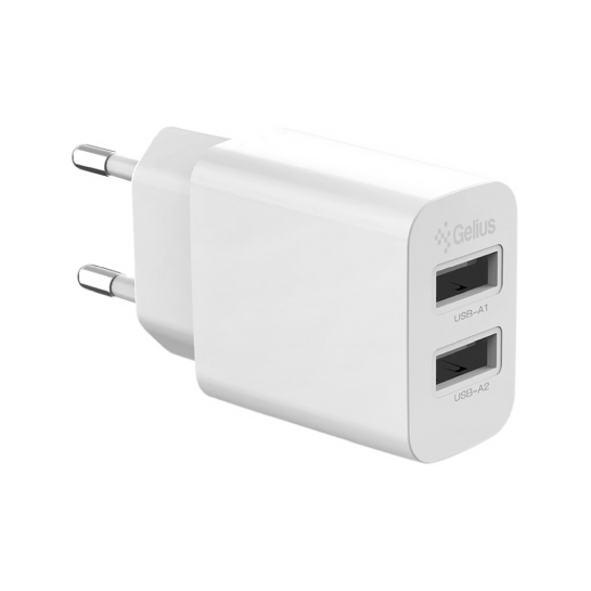 Мережевий зарядний пристрій Gelius Simple GP-HC059 (2 USB/2.4A) White - ціна, характеристики, відгуки, розстрочка, фото 1