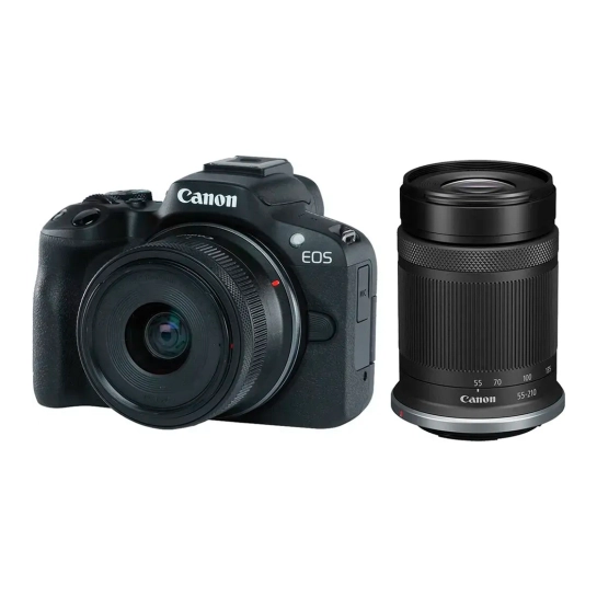 Фотоаппарат с двумя сменными объективами Canon EOS R50 Kit RF-S 18-45mm IS STM + RF-S 55-210mm IS STM Black (5811C034)