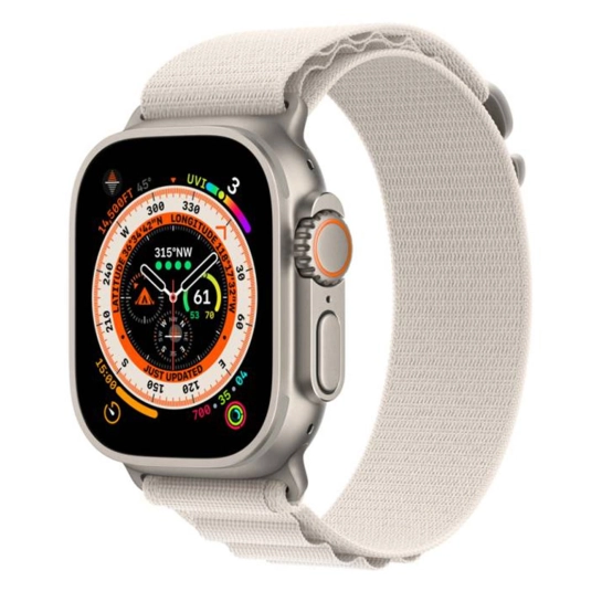 Б/У Смарт-часы Apple Watch Ultra + LTE 49mm Titanium Case with Large Starlight Alpine Loop (Идеальное)