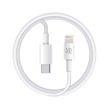 Кабель MAKE Type-C to Lightning 3A 1.2м TPE White - цена, характеристики, отзывы, рассрочка, фото 1