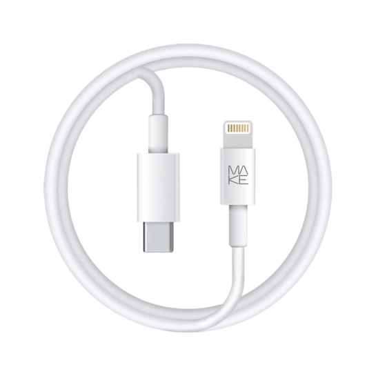 Кабель MAKE Type-C to Lightning 3A 1.2м TPE White