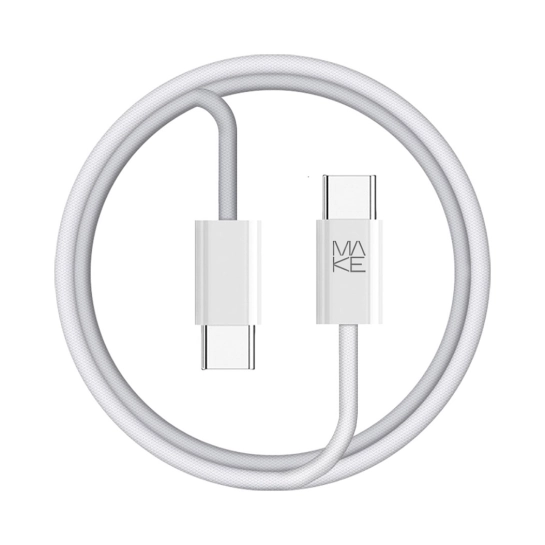 Кабель MAKE Type-C to Type-C PD 65W 1м Nylon White