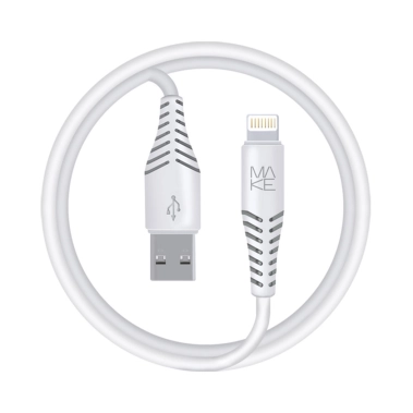 Кабель MAKE USB to Lightning 2.4A 1м PVC White - цена, характеристики, отзывы, рассрочка, фото 1