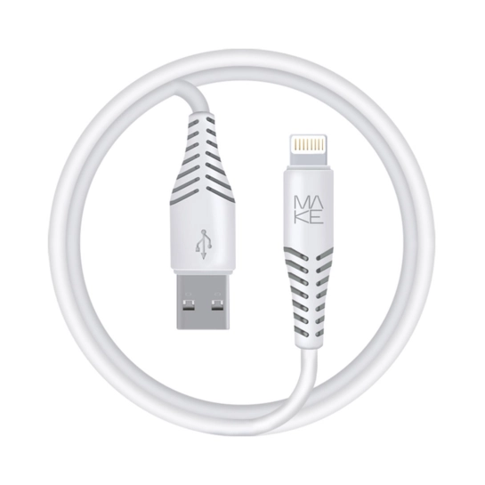 Кабель MAKE USB to Lightning 2.4A 1м PVC White