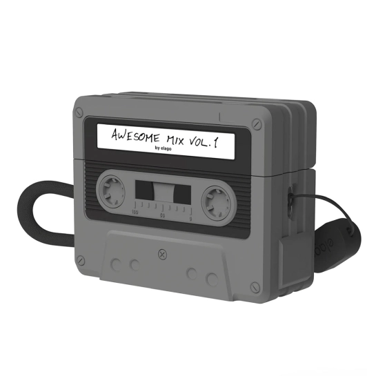 Чехол Elago Cassette Tape Case Black for Airpods Pro 2nd Gen Grey (EAPP2TAPE-BK+STR-BK)