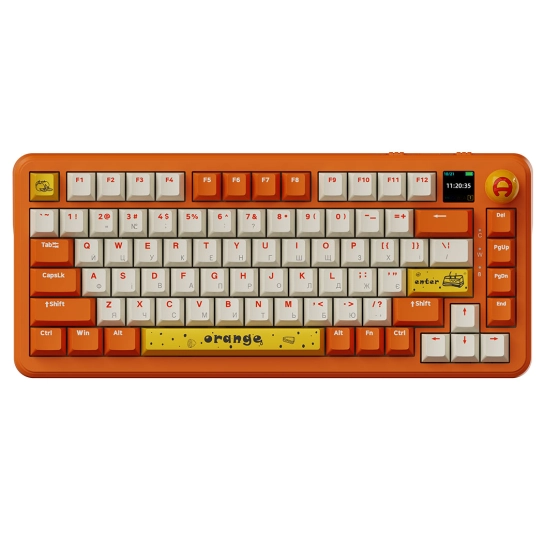 Беспроводная механическая клавиатура Ajazz AK820 MAX Avocado Switch Orange-White Theme-RGB--With Screen