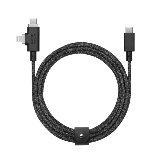 Кабель Native Union Belt Cable Duo Pro 240W USB-C to USB-C & Lightning Cosmos Black (2.4 m) (BELT-PROCCL-COS-NP)